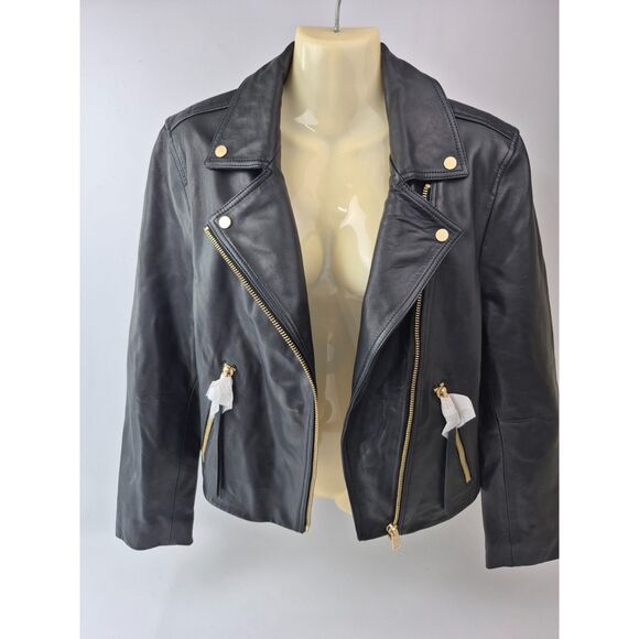 ALLSAINTS Dalby Black Leather Biker Jacket Women’s Size 10 US All Saints - Picture 3 of 7